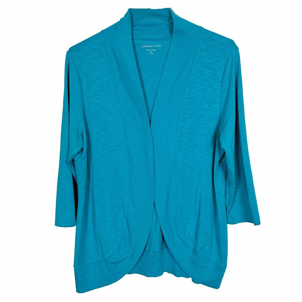 COLDWATER CREEK Women's Open Front Jersey Knit Cardigan with Rounded Hem, Size M